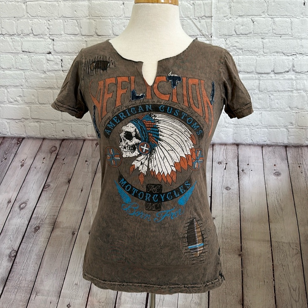 AFFLICTION DISTRESSED T-SHIRT- S